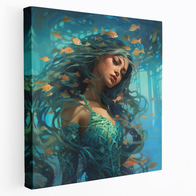 Glitter Mermaid Underwater Canvas Print - Glitter, Fantasy, Canvas Print, Canvas Wall Art