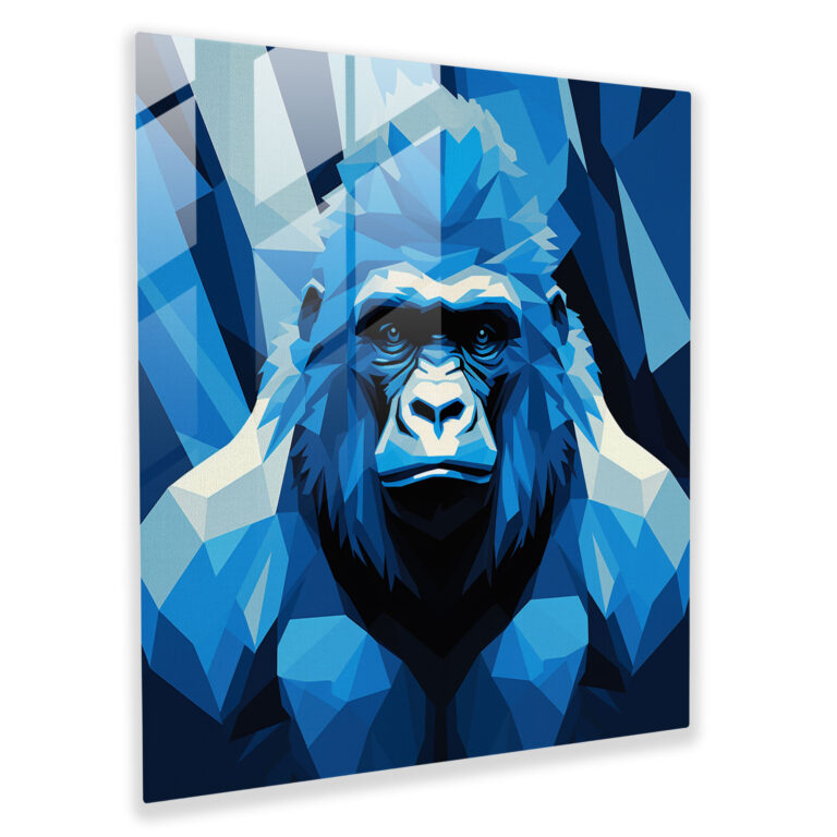 Gorilla Minimalist Glass Print - Gorilla, Modern Art, Wall Decoration, Clean Lines