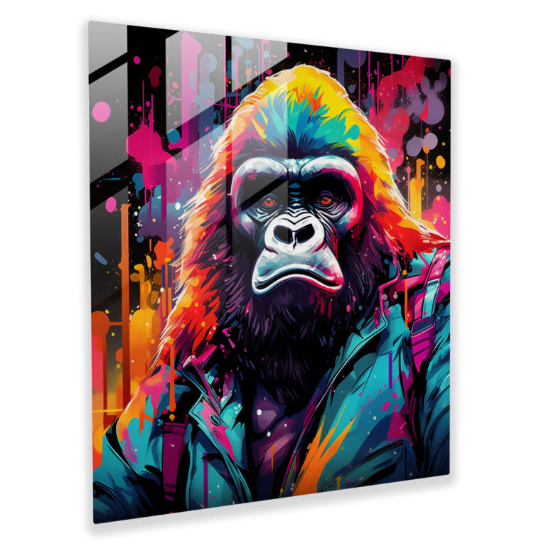 Gorilla Graffiti Glass Wall Art - Gorilla, Glass Wall Art, Wall Decoration, Gorilla