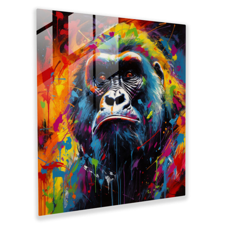 Gorilla Glass Print - Gorilla, Abstract, Strength, Acrylic Painting