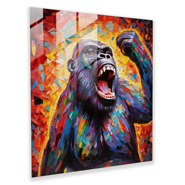Gorilla Glass Art - Gorilla, Wall Decoration, Vibrant Colors, Glass Art