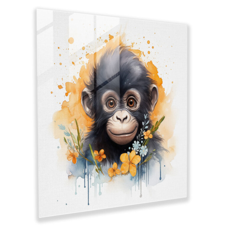 Gorilla Glass Wall Art - Gorilla, Innocent Eyes, Home Decoration, Glass Art