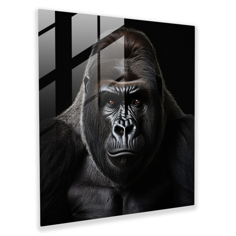 Photorealistic Gorilla Glass Print - Gorilla, Nature Enthusiasts, Modern Art, Home Decoration