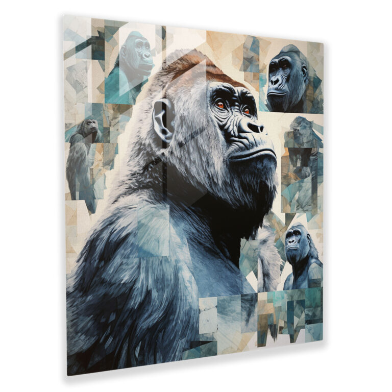 Gorilla Collage Glass Art - Gorilla, Exploration, Collage, Wall Decoration