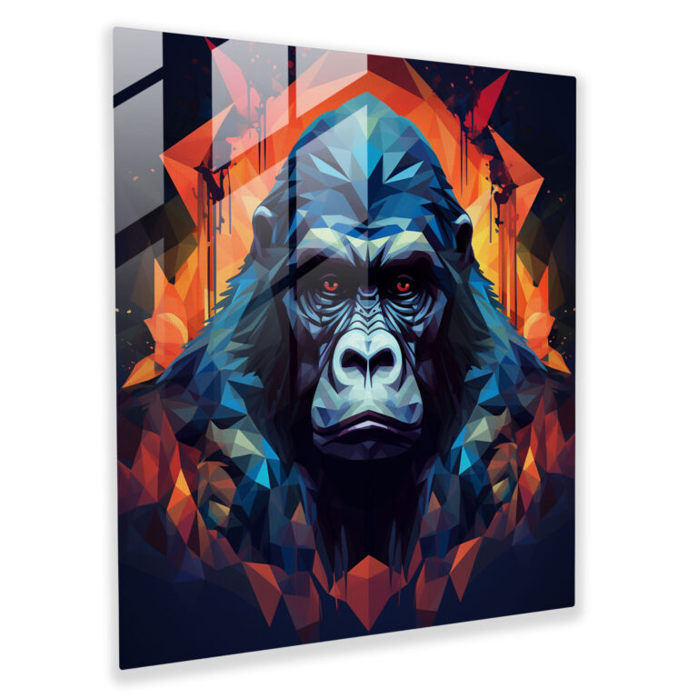 Geometric Gorilla Glass Wall Art - Gorilla, Glass Art, Home Decoration, Glass Print