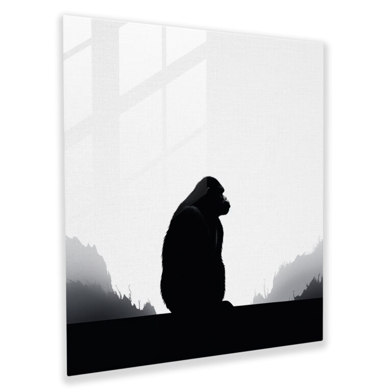 Minimalist Gorilla Glass Print - Black And White - Gorilla, Modern Art, Gorilla, Wall Decoration