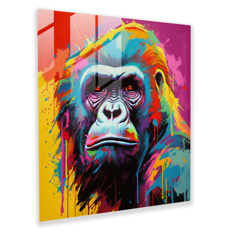 Gorilla Glass Print - Pop Art Masterpiece - Gorilla, Burst Of Energy, Glass Art, Home Decoration