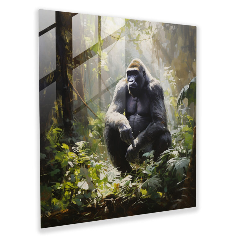 Serene Gorilla Glass Print - Gorilla, Gorilla, Glass Art, Glass Print