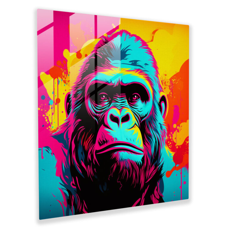 Pop Art Gorilla Glass Wall Art - Gorilla, Home Decoration, Gorilla, Glass Wall Art