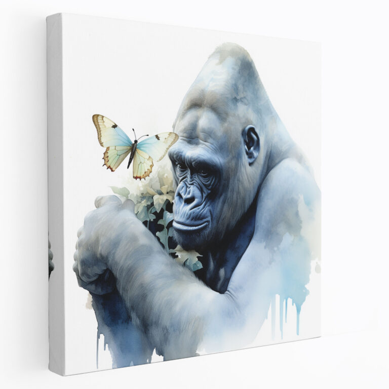 Gorilla Canvas Print - Gorilla, Gorilla, Wall Decoration, Delicate Butterfly