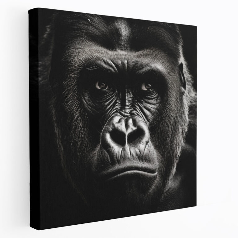Gorilla Wall Decoration - Powerful Monochrome Canvas Print - Gorilla, Gorilla, Wall Decoration, Canvas Print
