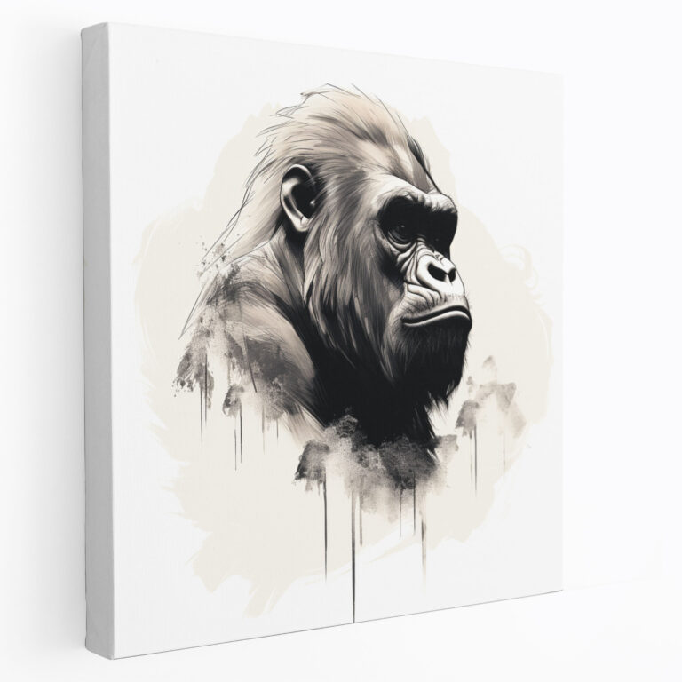 Gorilla Wall Decoration - Minimalistic Profile Canvas Print - Gorilla, Minimalistic, Canvas, Home Decoration
