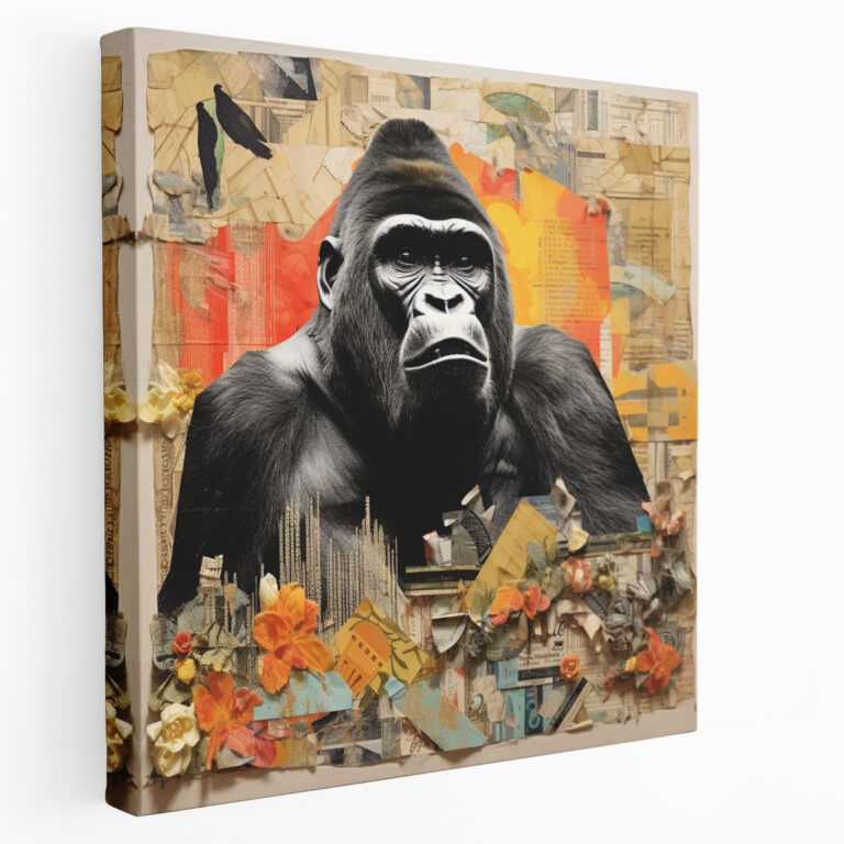 Gorilla Wall Art - Eclectic Mixed Media Canvas Print - Gorilla, Canvas Wall Art, Wall Art, Collage