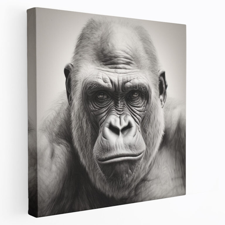 Gorilla Wall Decoration - Gorilla, Canvas, Canvas Print, Realistic Pencil Drawing