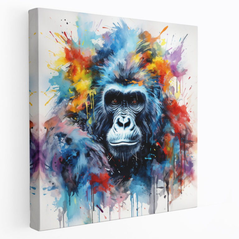 Gorilla Canvas Print - Abstract Watercolor Painting - Gorilla, Home Decoration, Wall Decoration, Canvas