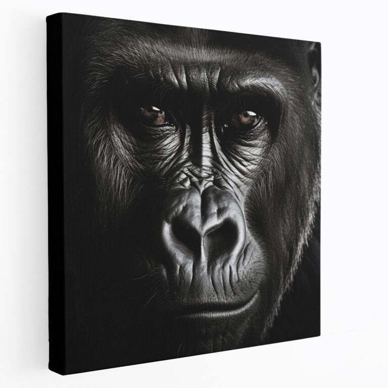 Gorilla Wall Art - Minimalist Black And White Photograph - Gorilla, Black And White Photograph, Minimalist, Home Decoration