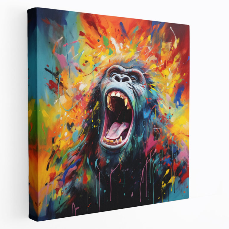 Gorilla Canvas Print - Abstract Acrylic Painting - Gorilla, Wall Art, Canvas, Gorilla