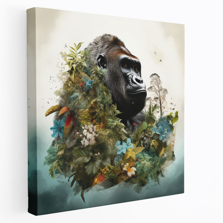 Gorilla Wall Art - Digital Collage - Gorilla, Canvas, Wall Art, Gorilla