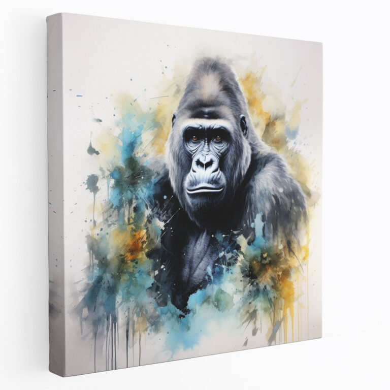 Gorilla Canvas Print - Watercolor Painting - Gorilla, Wall Art, Wall Decoration, Serene