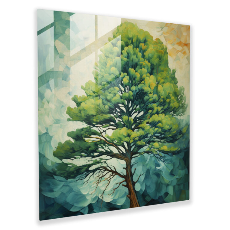 Vibrant Green Pine Glass Print - Green Pine, Modern Art, Glass Art, Green Pine