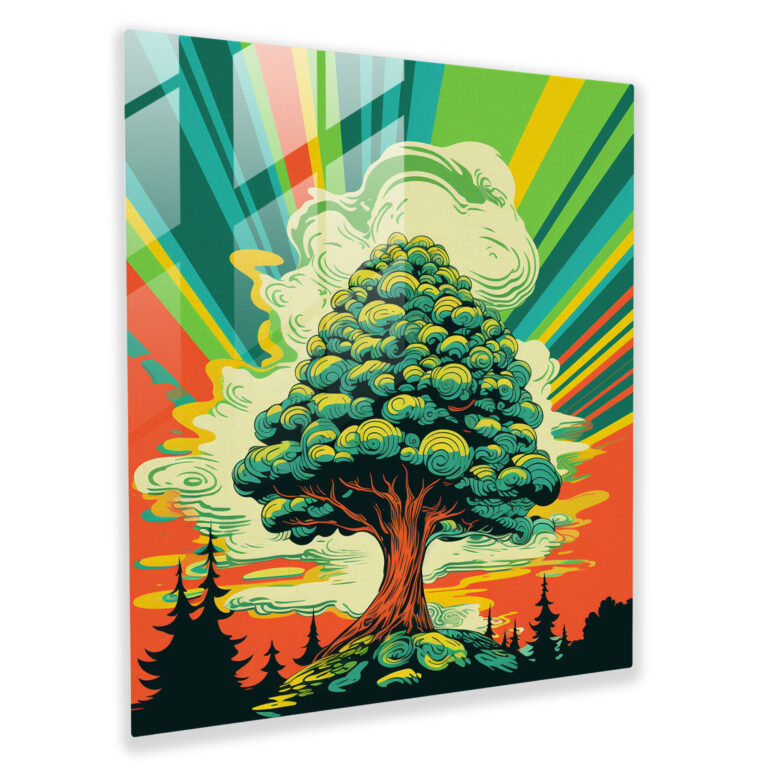 Pop Art Green Pine Glass Print - Green Pine, Glass Print, Glass Wall Art, Green Pine