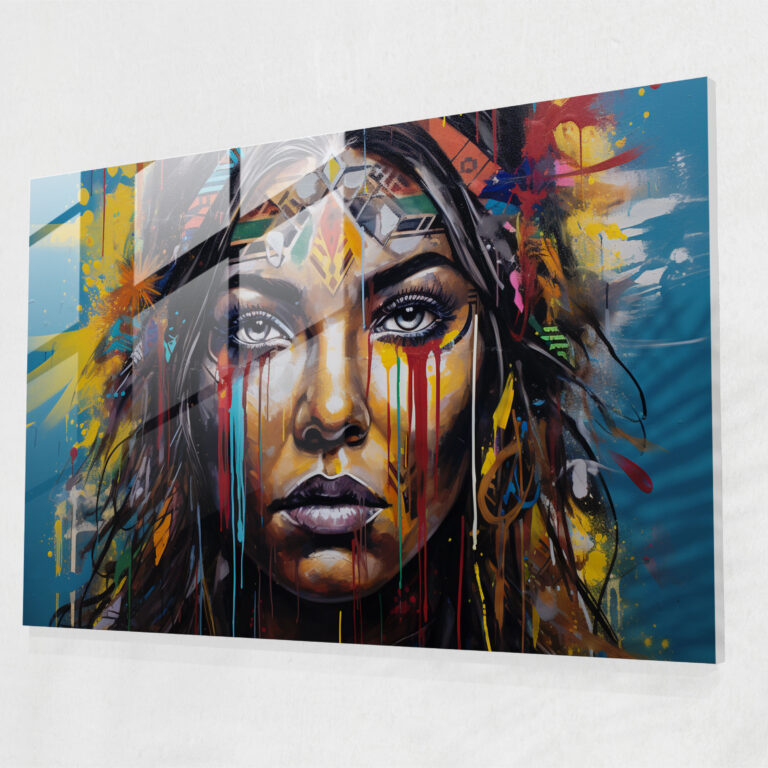 Cultural Icons Glass Wall Art - Graffiti, Tradition, Glass Wall Art, Modernity
