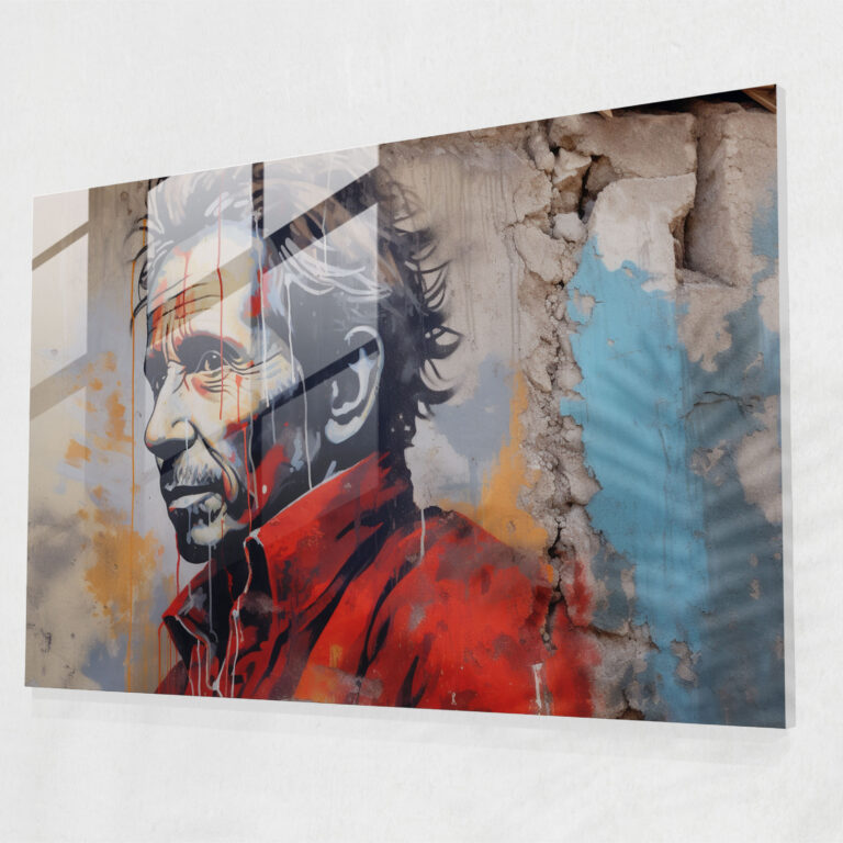Iconic Graffiti Glass Print - Realistic Portrait - Graffiti, Realistic, Glass Print, Street Art