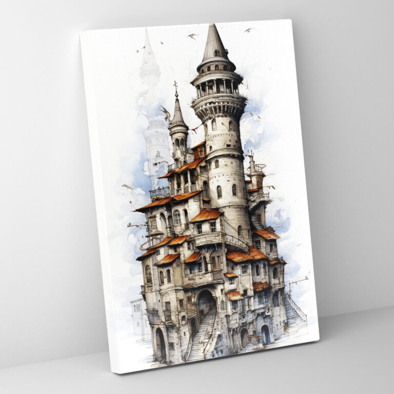 Galata Tower Canvas Print - Galata Tower, Home Decoration, Canvas Print, Intricate Linework