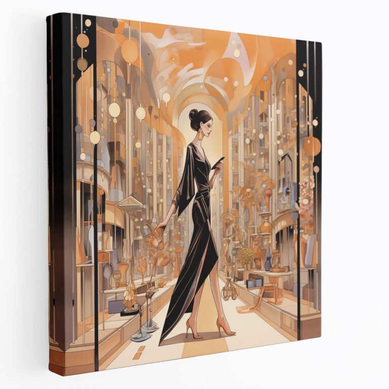 Hermes Canvas Print - Fashion-Forward Illustration Wall Art - Hermes, Wall Decoration, Home Decoration, Glamorous Setting