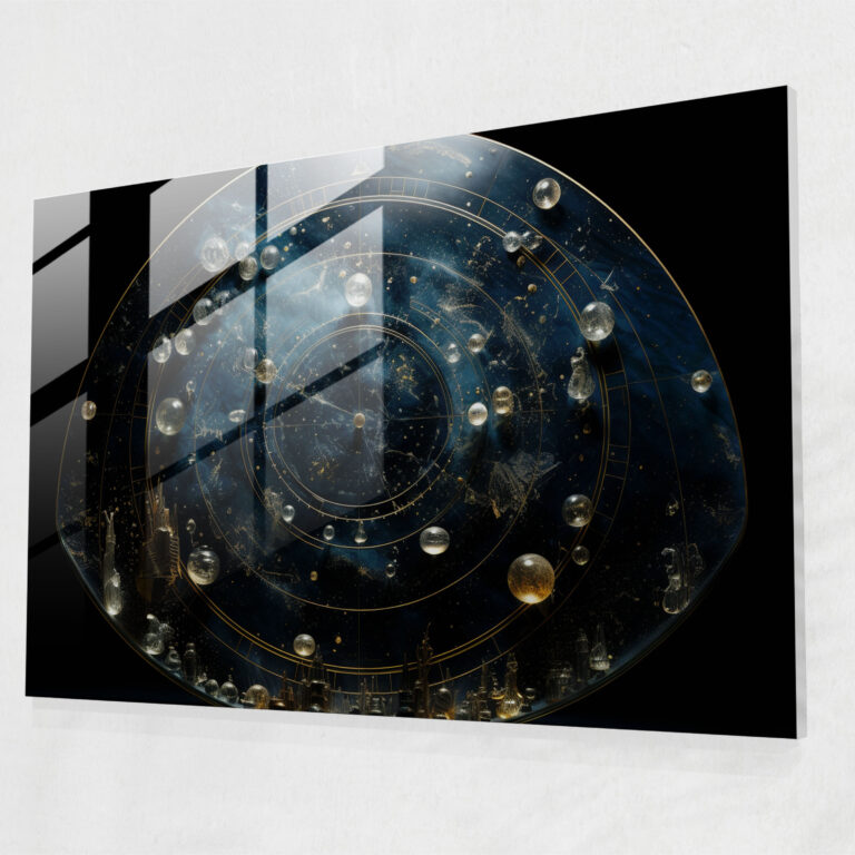 Celestial Horoscope Glass Wall Art - Horoscope, Modern Art Lovers, Surrealist Glass Art, Home Decoration