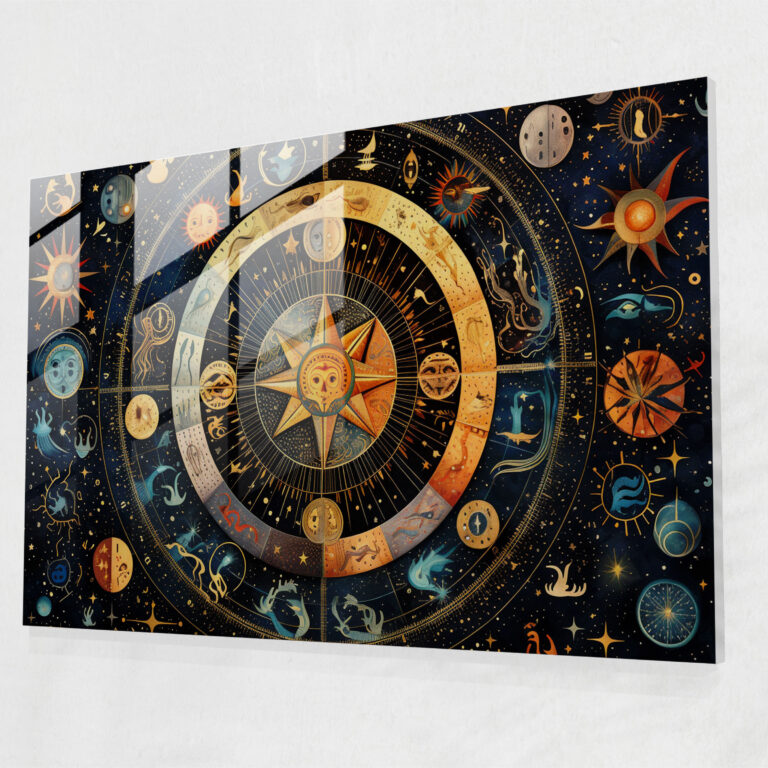 Horoscope Glass Art - Horoscope, Mosaic Design, Captivating Display, Astrology