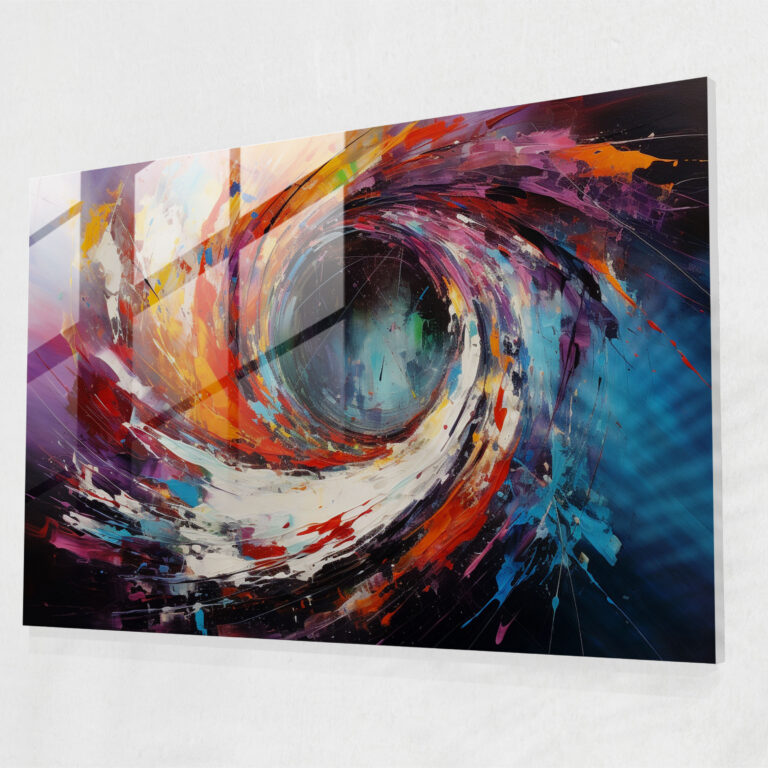 Hypnosis Glass Print - Hypnosis, Abstract Painting, Home Decoration, Spiral Vortex