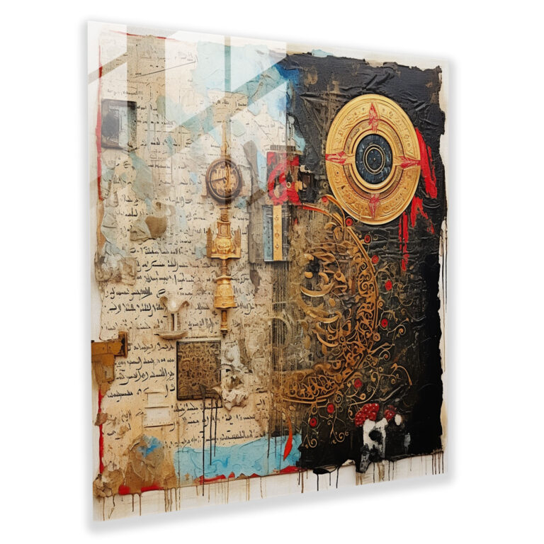 Holy Quran Mixed Media Collage Glass Print - Holy Quran, Glass Wall Art, Glass Print, Modern Art