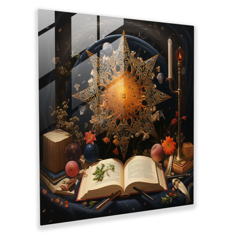 Contemporary Quranic Fusion Glass Print - Holy Quran, Modern Art, Modern Elements, Holy Quran