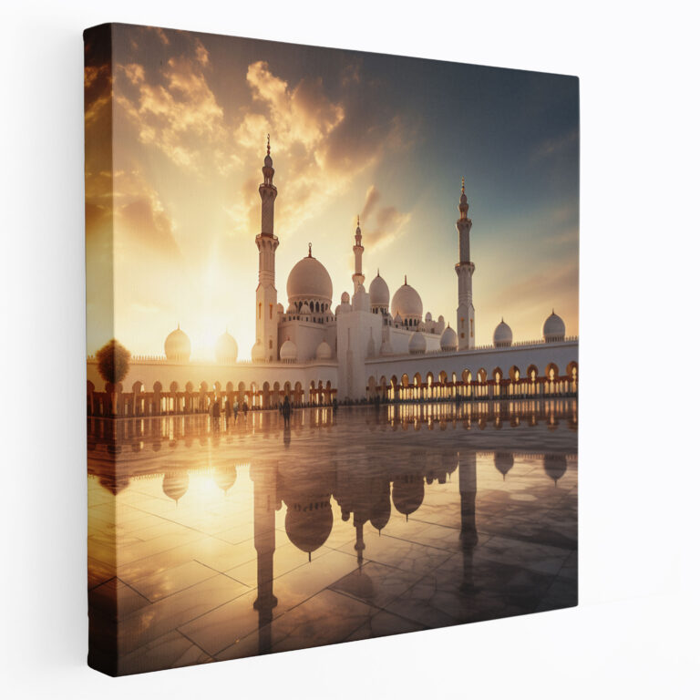 Grand Mosque Sunset Canvas Print - Holy Quran, Captivating, Wall Decoration, Tranquility