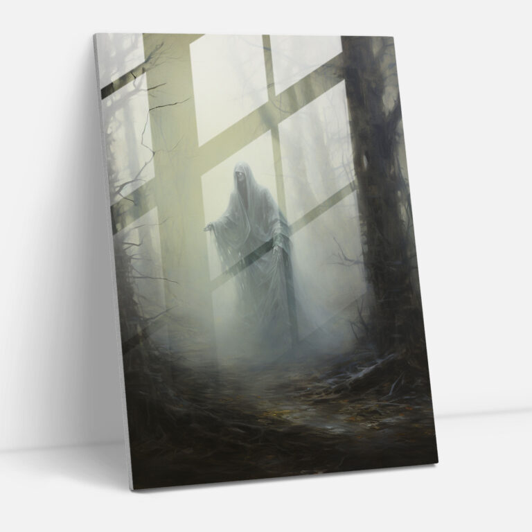 Ghostly Glass Wall Art - Horror, Modern Art, Misty Forest, Oil Painting