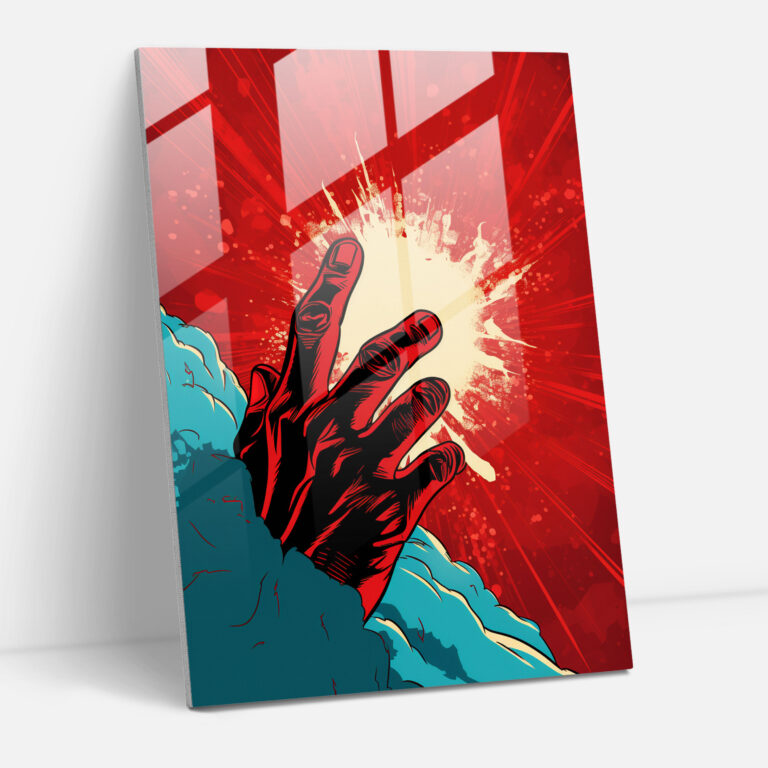 Horror Glass Print: Comic Book Horror - Horror, Blood-Red Hand, Wall Decoration, Horror