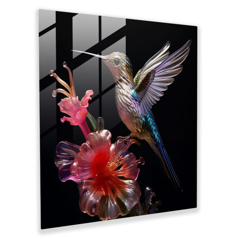 Lifelike Beauty Glass Print - Hummingbird, Wall Decoration, Glass Print, Realistic
