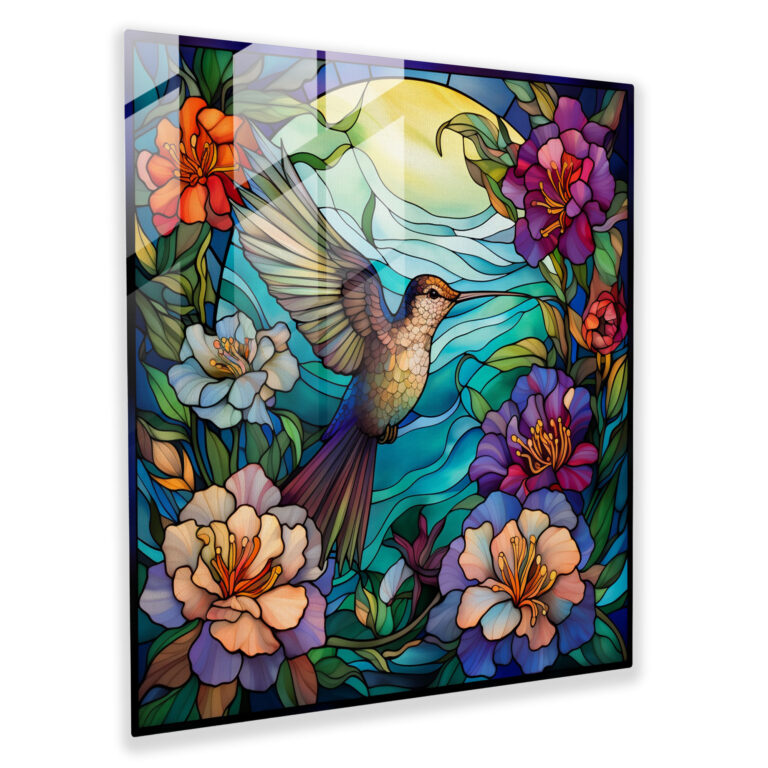 Glass Hummingbird Wall Art - Hummingbird, Glass Wall Art, Nature-Inspired, Modern Art
