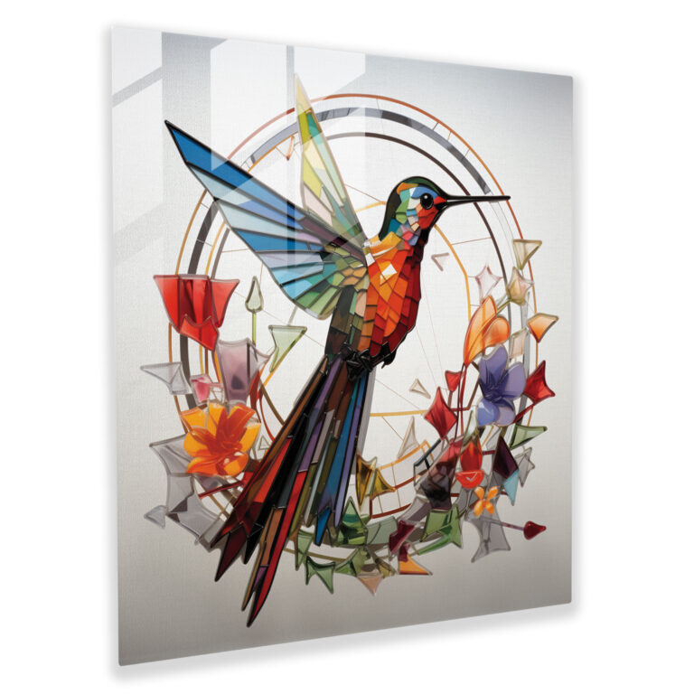 Modern Hummingbird Glass Print - Hummingbird, Wall Decoration, Glass Wall Art, Glass Print