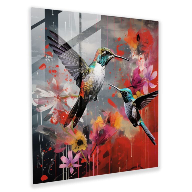 Hummingbird Collage Glass Print - Hummingbird, Abstract Patterns, Modern Art, Glass Print