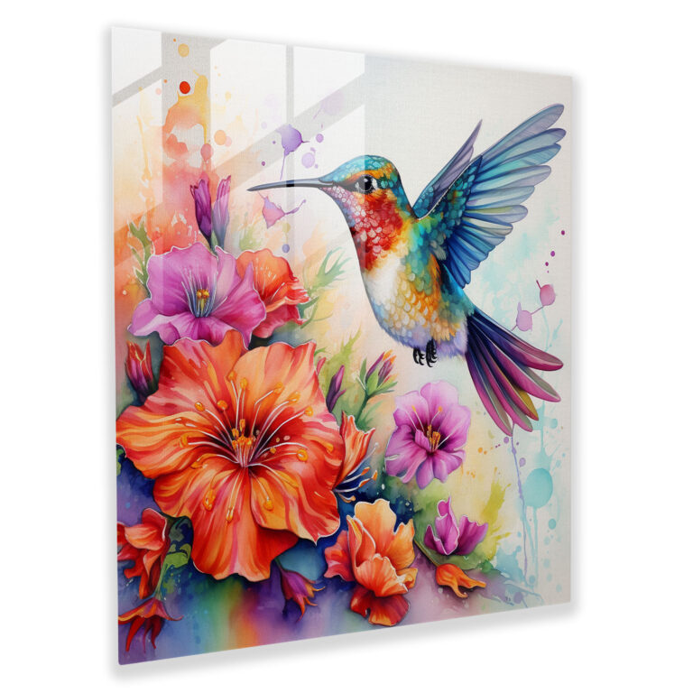 Hummingbird Whimsy Glass Print - Hummingbird, Whimsy, Glass Print, Wall Decoration