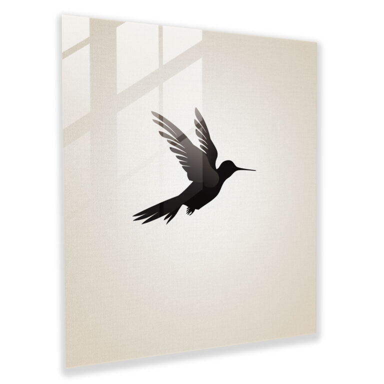 Minimalist Hummingbird Glass Print - Hummingbird, Glass Wall Art, Glass Print, Wall Decoration