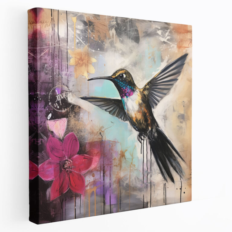 Dynamic Hummingbird Canvas Print - Hummingbird, Home Decoration, Canvas Print, Abstract Mixed Media