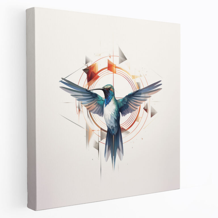 Geometric Hummingbird Wall Art - Hummingbird, Canvas Wall Art, Canvas, Sleek