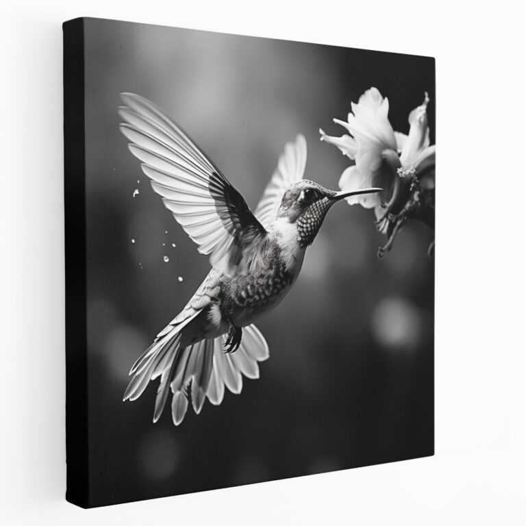 Monochrome Hummingbird Wall Art - Hummingbird, Canvas Print, Wall Decoration, Home Decoration