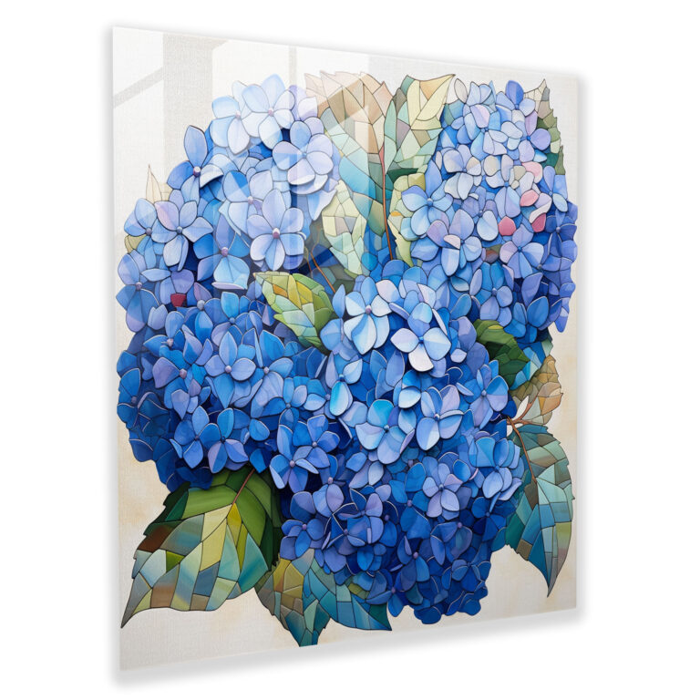 Hydrangea Mosaic Glass Wall Art - Hydrangea, Glass Wall Art, Modern Art, Abstract Composition