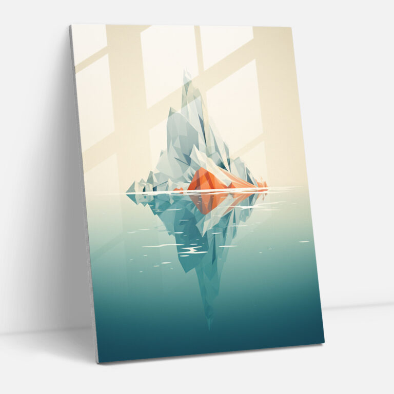 Geometric Iceberg Glass Print - Iceberg, Iceberg, Stylized Iceberg, Wall Decoration