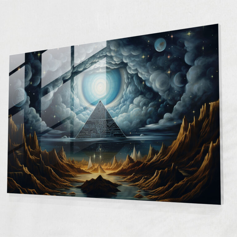 Mystic Illuminati Glass Wall Art - Illuminati, Eye In Pyramid, Glass Print, Surreal Artwork