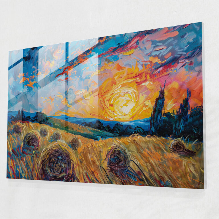 Impressionism Haystacks Glass Wall Decoration - Impressionism, Glass Art, Impressionism, Modern Art